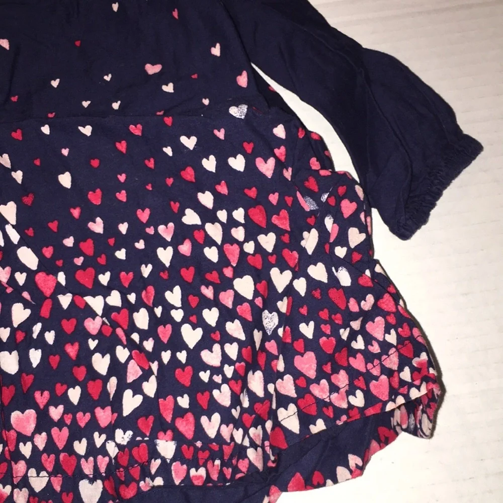 Baby Gap Navy Pink Hearts Long Sleeve Girls Dress With Bloomers Set | 12-18 M
